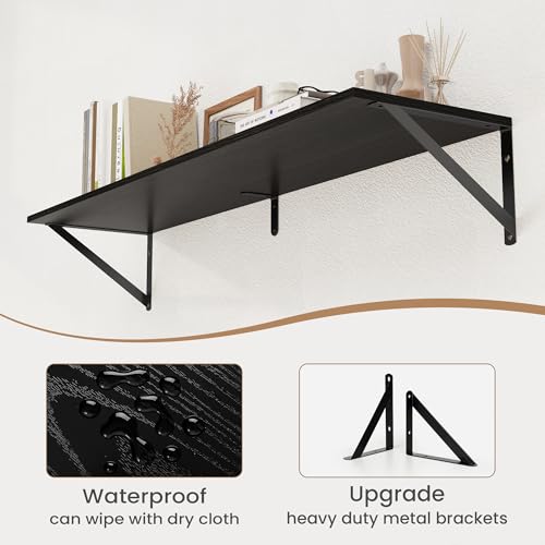 Black Deep Floating Shelves for Wall (2 Count)