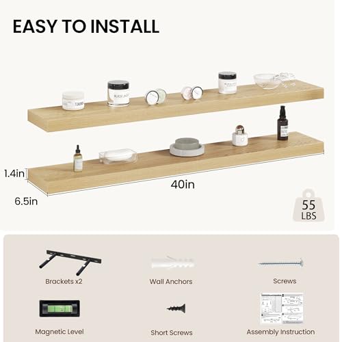 40 Inch Floating Shelves Wall Mounted for Display (2 Count)