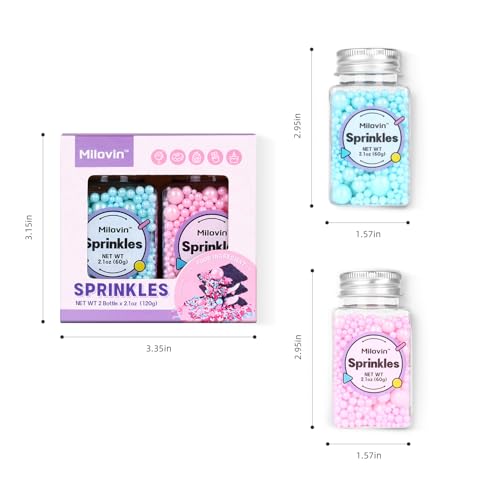 Edible Pink and Blue Sprinkles for Cake Decorating (4.2 Ounce)