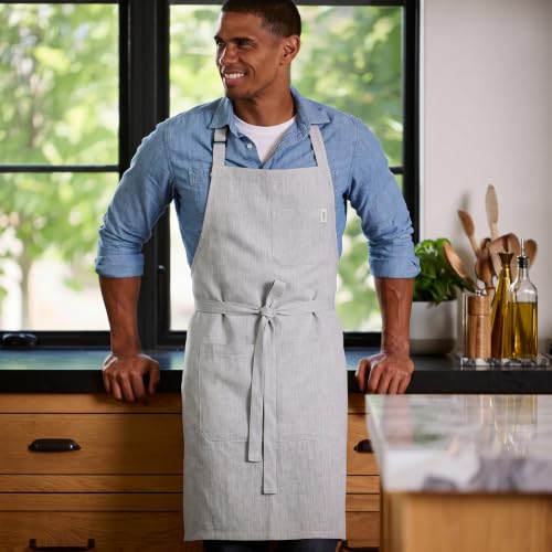 100% Linen Apron Light Grey