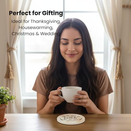 Christian Coasters Set of 6 with Holder (6 Count)
