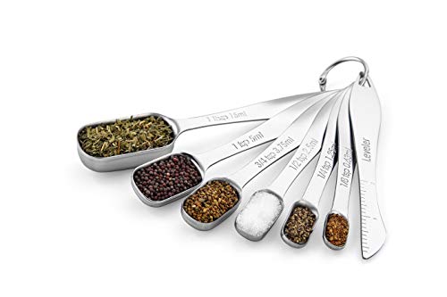 Nesting Stainless Steel Measuring Spoons Set of 7 with Leveler