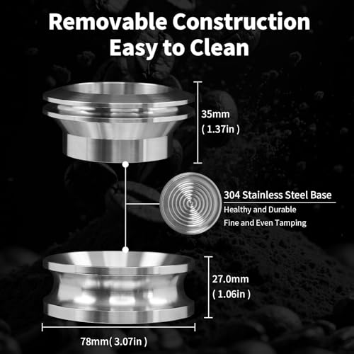 4-6-Cup Moka Pot Tamper, 304 SS Dosing Funnel & Distributor, Silver