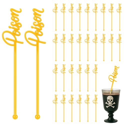 30 Pcs Halloween Swizzle Sticks Poison Fall Drink Stirrers