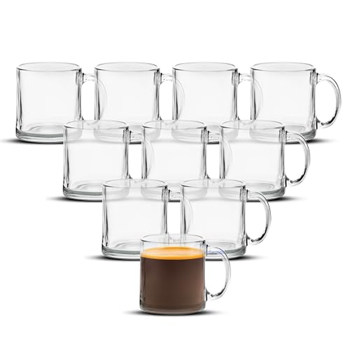 Clear Glass Coffee Mugs 13 oz. Set of 10 (10 Count)