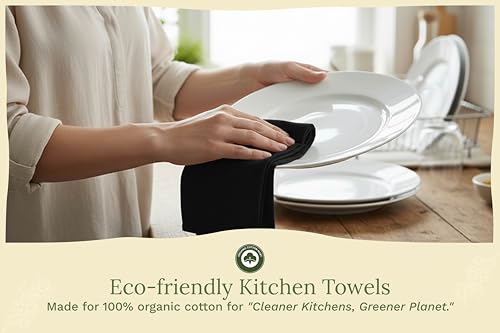 Organic Cotton Black Tea Towels (10 Count)