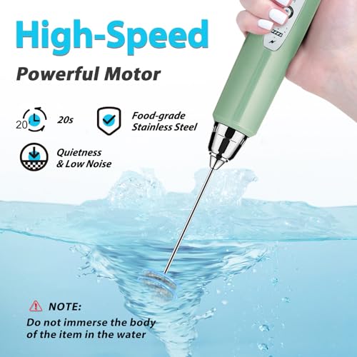 Milk Frother Wand Rechargeable Handheld Electric Whisk 3 Speed Adjustable