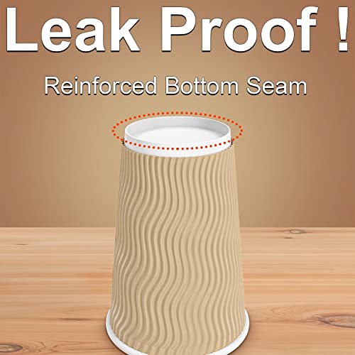 Hot Paper Cups 16 oz Disposable Insulated Corrugated Sleeve Ripple Wall Paper Cup 100 pcs