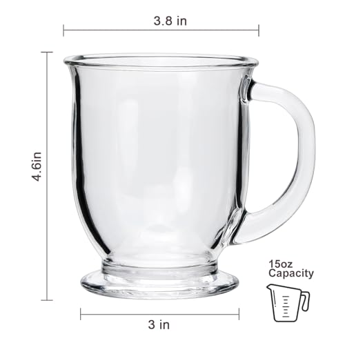 Set of 4 Clear Glass Coffee Mugs (4 Count)