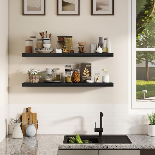 Rustic Real Wood Floating Shelves (2 Count)