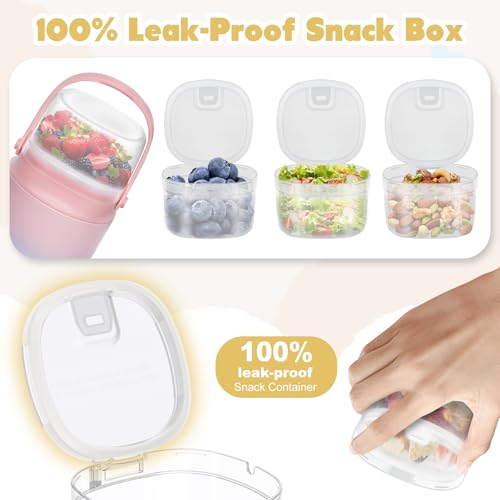 2 - in - 1 Soup Thermo for Hot Food 14oz with Snack Box Container Leak Proof Insulated Lunch Container Kids and Adults Stainless Steel Double Wall Vacuum Wide-mouth Thermal with Spoon and Handle