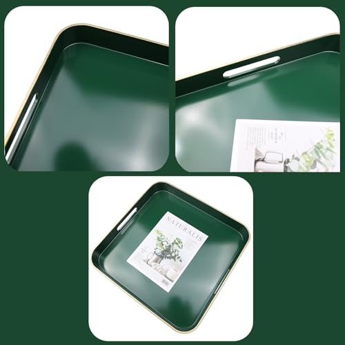 Green Square Decorative Tray with Handles