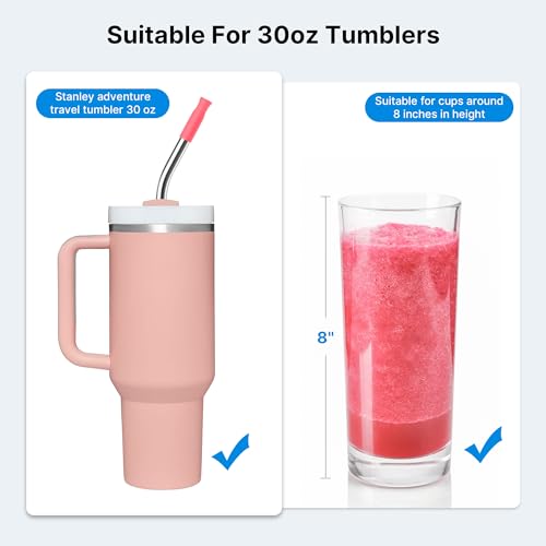 2 Pcs Stainless Steel Straw with Silicone Tips for 30 oz Stanley Tumbler