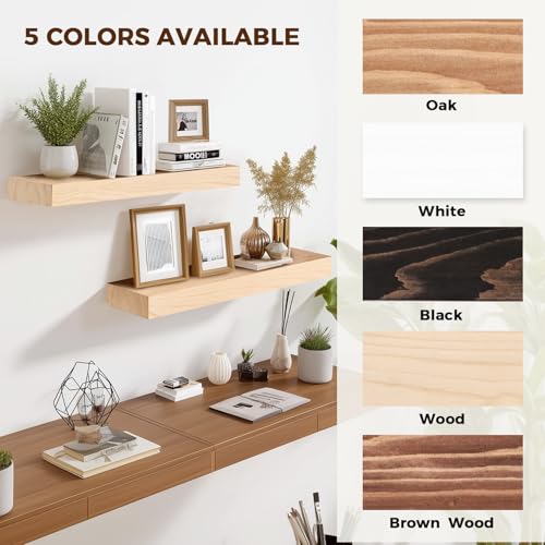 Solid Wood Floating Shelves (2 Count)