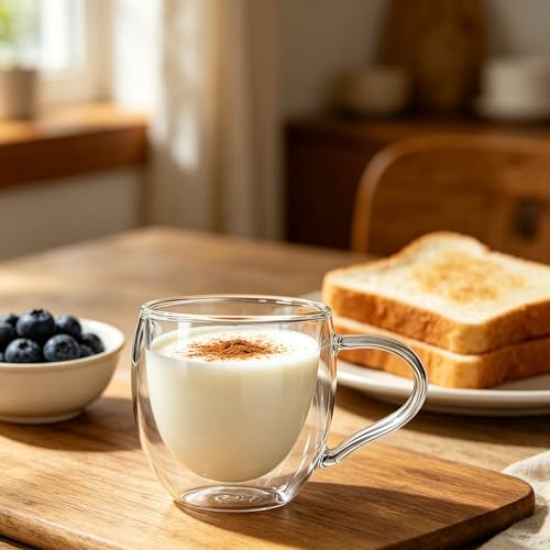Double Wall Glass Coffee Mugs with Handle (2 Count)