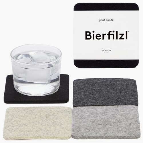 Bierfilzl Merino Wool Square Coasters Set of 4 (4 Count)