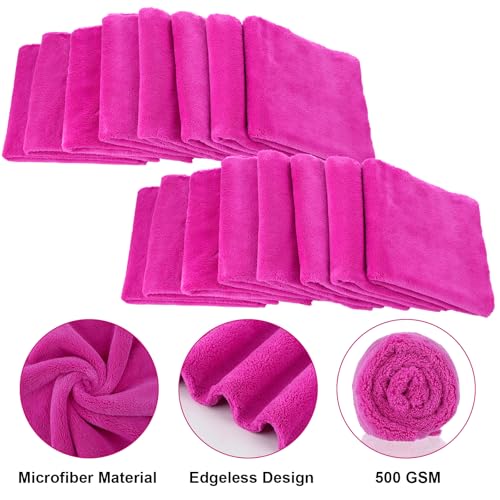 30 Pcs 16 x 16 Inch Edgeless Microfiber Plush Towels for Cars Detailing Drying Wash Polishing Absorbent Cleaning Cloths (30 Count)