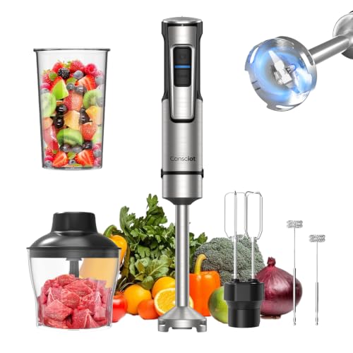 5-in-1 Immersion Blender Handheld Max 1100W, 21-Speed & Turbo Mode