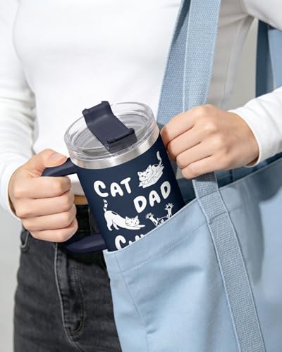 Cat Dad Club Funny 40 oz Tumbler with Handle