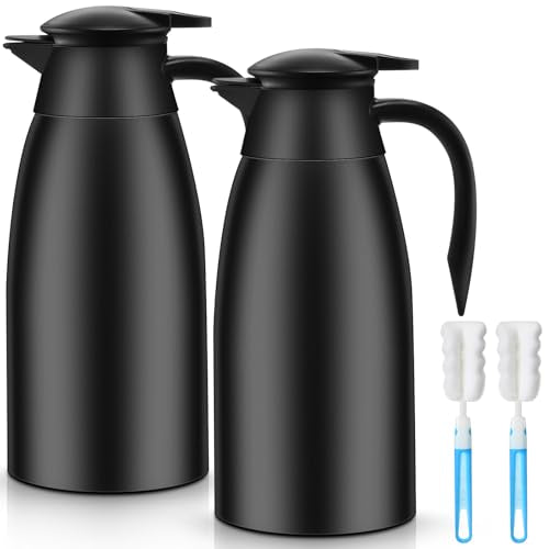 2 Pcs Thermal Coffee Carafe Insulated Stainless Steel Coffee Carafe for Hot Liquid Vacuum Thermal Pot Creamer Pitcher Dispenser with Brushes Keeping Hot Water Milk (4 Count)