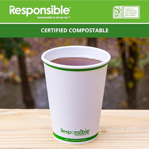 Certified Compostable 12 oz Paper Cups (50 Count)