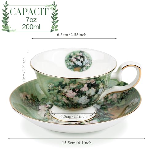 Floral Tea Cups Saucers Set of 2 (2 Count)