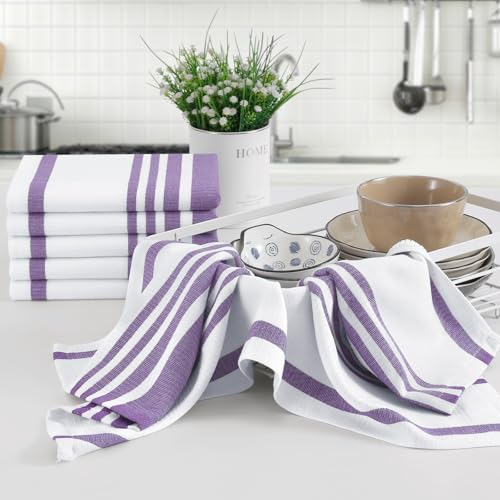 Premium Cotton Stripe Kitchen Towels 8 Pack (8 Count)