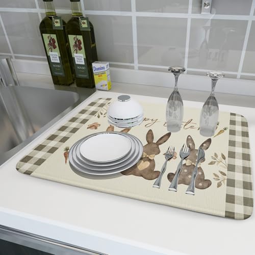 Happy Easter Dish Drying Mat for Countertop