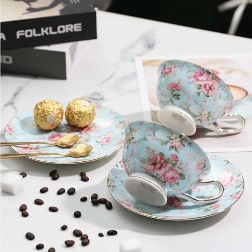 floral porcelain coffee cups set for 6 people