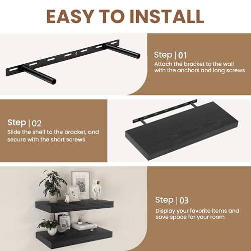 Rustic Floating Shelves for Home Decor (2 Count)