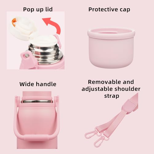 Stainless Steel Insulated Bottle with Handle & Strap