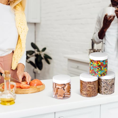 4 Pcs Plastic Jars Wide Mouth with Lids