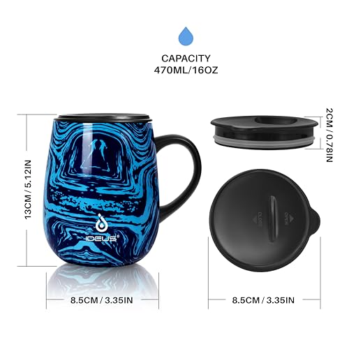 16 oz Insulated Coffee Mug with Handle and Lid