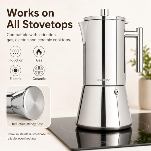 9 Cup Stainless Steel Moka Pot Stovetop Espresso Coffee Maker
