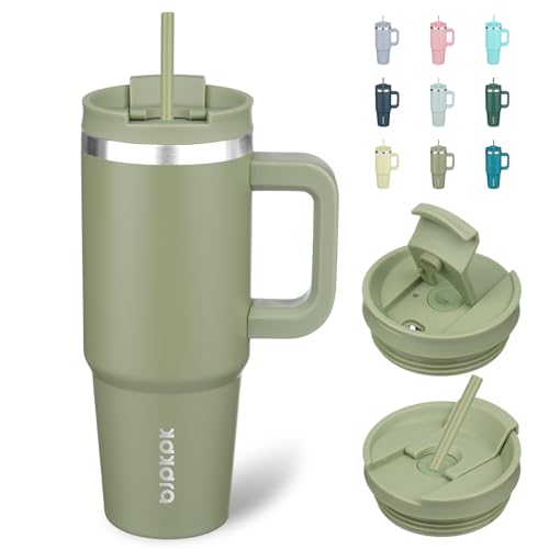 30 oz Insulated Tumbler with Handle & Straw