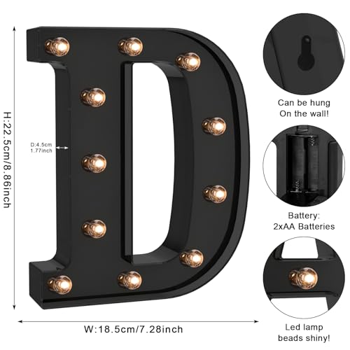 Black LED Letter Lights for Room Decor