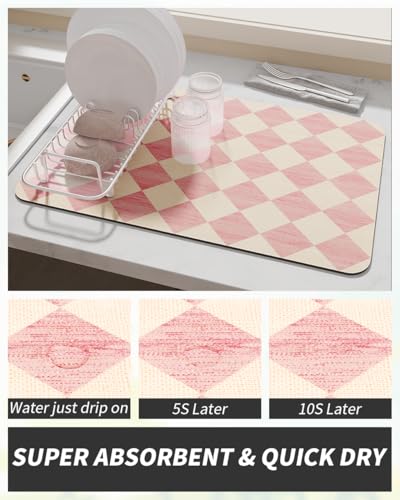 Coffee Mat Hide Stain Rubber Backed Absorbent Dish Drying Mat for Kitchen Counter