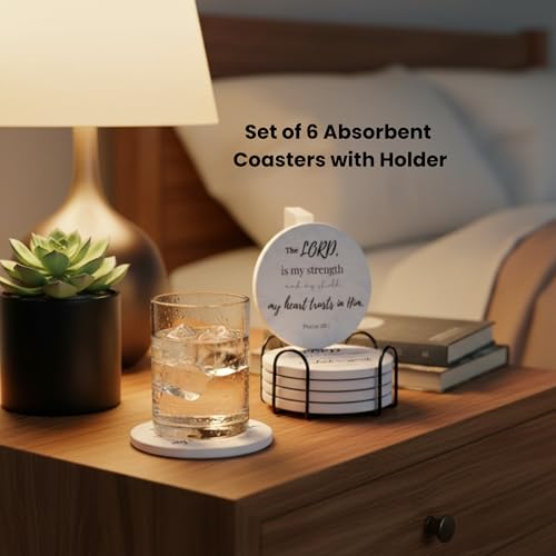 Christian Coasters Set of 6 with Holder (6 Count)