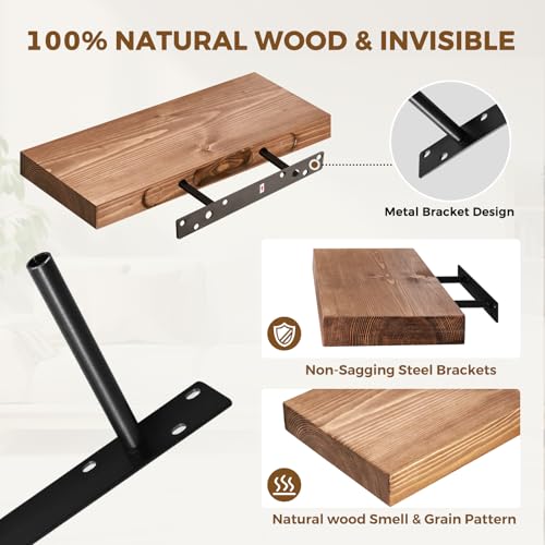 Solid Wood Floating Shelves (2 Count)
