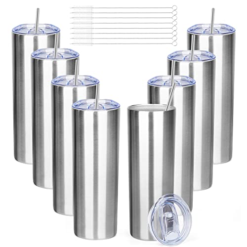 20 oz Skinny Tumblers with Lid and Straw (8 Count)