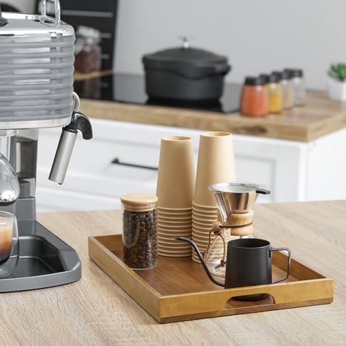 Set of 2 Acacia Wood Serving Tray with Handles (2 Count)