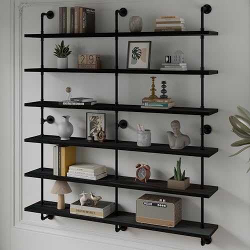 Floating Shelves for Wall Living Room Shelves Bookshelf Industrial Pipe Shelving Shelf Real Wood Planks 60 inch Rustic Wall Shelves Hanging Bookshelves Farmhouse Kitchen Bar Shelving