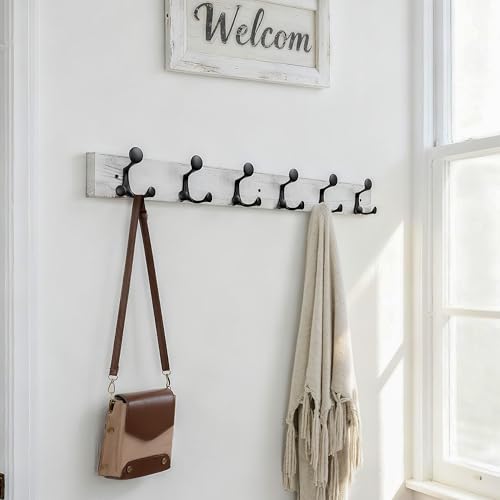 36 Inch Wood Coat Rack Wall Mount with 6 Triple Hooks (2 Count)