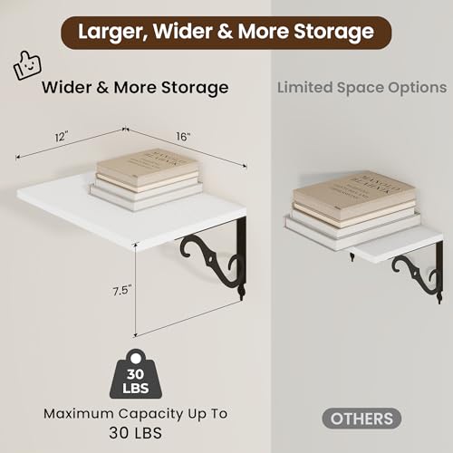 12 Inch Deep Floating Shelves for Wall (2 Count)