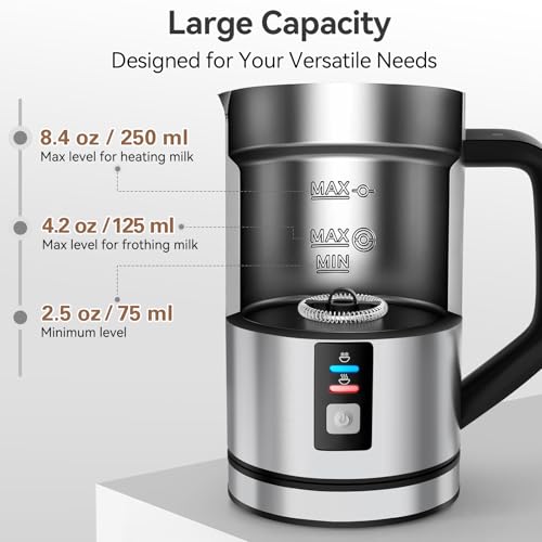 Milk Frother Stainless Steel 8.4oz