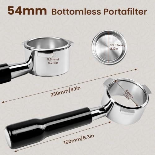 54mm Bottomless Portafilter for Breville BES870XL Barista Express Pro Touch