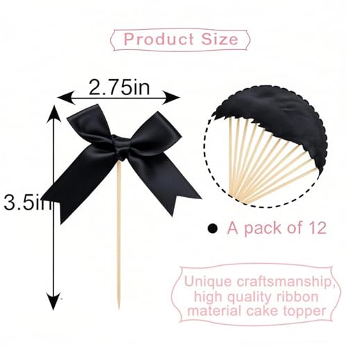 Black Bow Cupcake Toppers