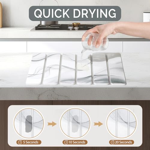 Small Stone Dish Drying Mat for Kitchen Counter (2 Count)