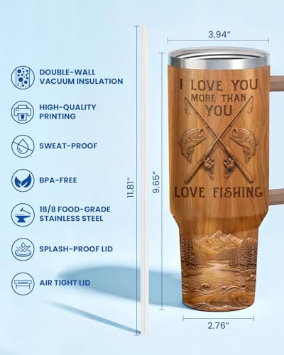 Fishing Love You More 40 oz Tumbler with Handle