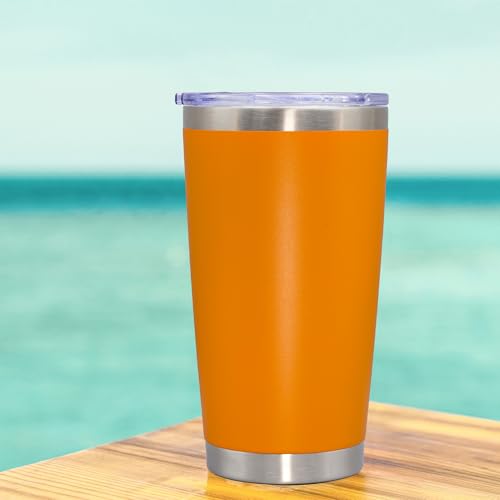 20oz Tumbler Insulated Coffee Tumblers with Lid Stainless Steel Orange 8P (8 Count)